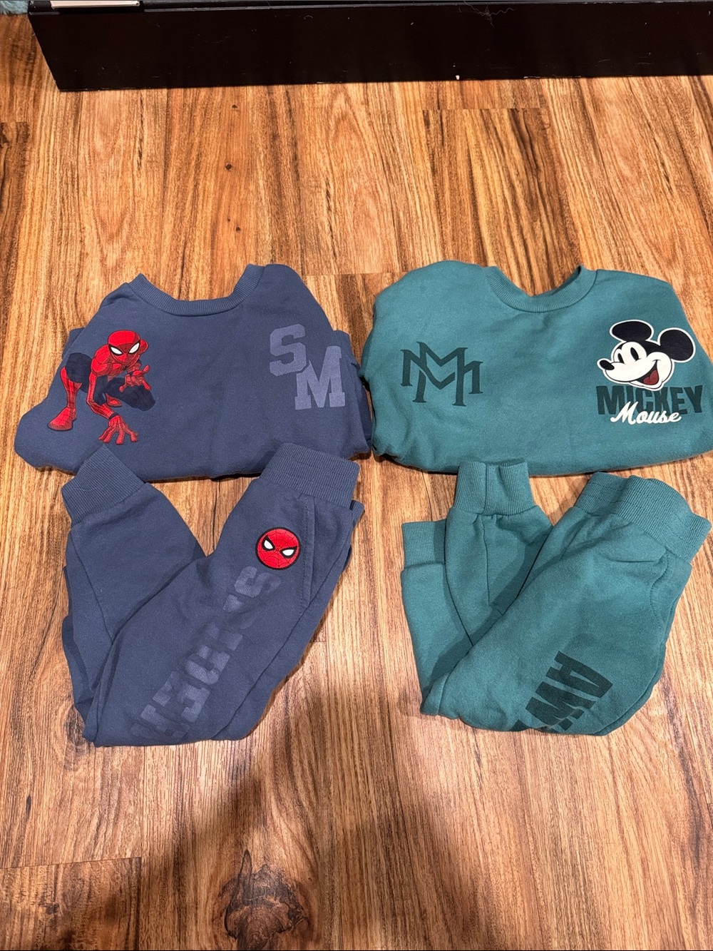 Disney Mickey Mouse Teal Kids Sweatpants Set with Spiderman Navy Set